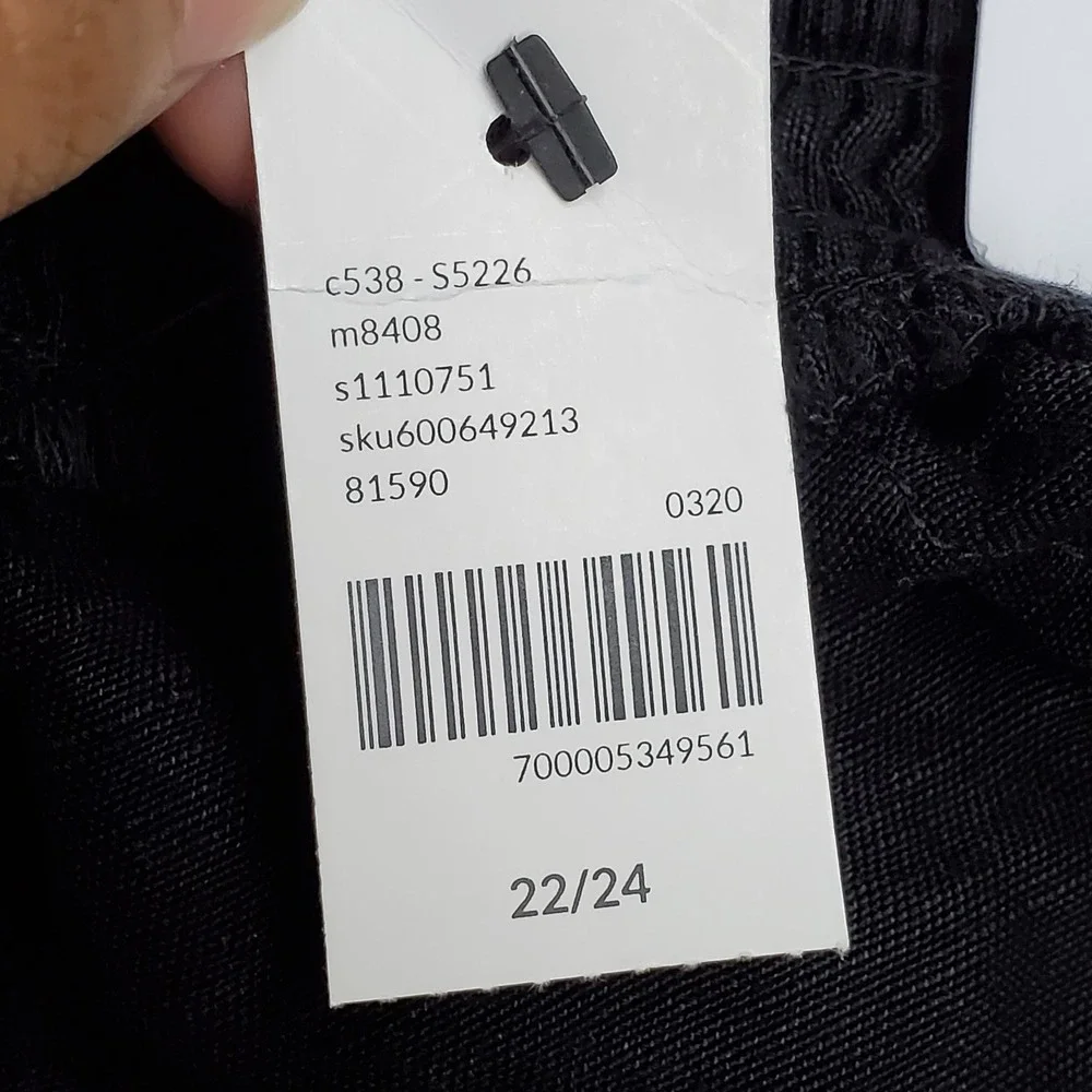 Lane Bryant Women Pants 22/24 Black Linen Wide Leg Baggy Coastal Beach NWT